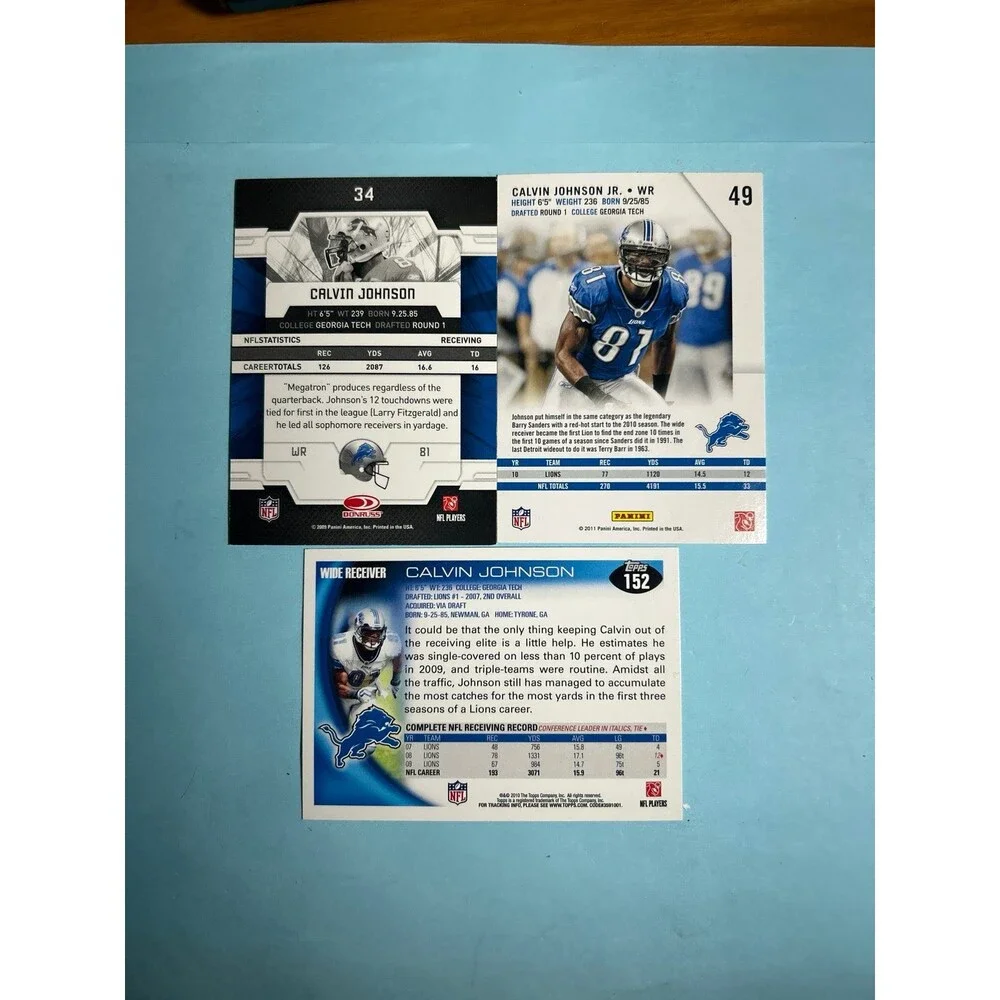 Calvin Johnson,  Detroit Lions -3 card lot 2009-2011 - Picture 2 of 2